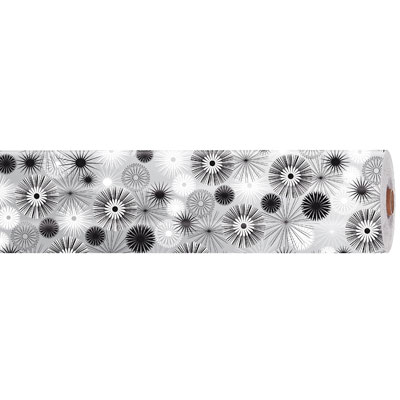 Papier cadeau Bijou Végétal noir couche blanc 70 cm x 100 m 60 g/m² – Le rouleau - Papiers cadeaux à motifs-1