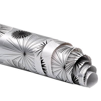 Papier cadeau Bijou Végétal noir couche blanc 70 cm x 100 m 60 g/m² – Le rouleau - Papiers cadeaux à motifs-2