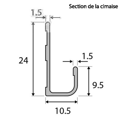 Cimaise alu + 2 tiges alu + 2 crochets X - Câbles et cimaises-3