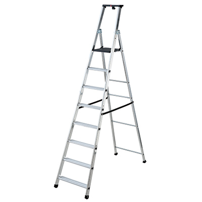 Escabeau 8 marches 150 kg 3,64 m gris alu - Escabeaux