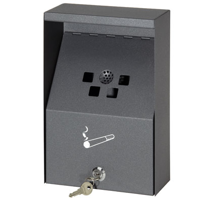 Cendrier mural - Gris - L 18 x P 8 x H 28 cm - Cendriers professionnels