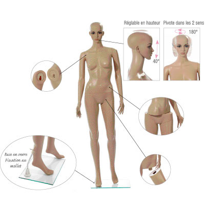 Mannequin femme sans perruque, jambe droite en avant - Mannequins plastique sans perruque-2