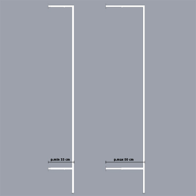 Montant mural déporté double perforation 240cm blanc section 25x25mm - Ligne Square 25 blanc-2