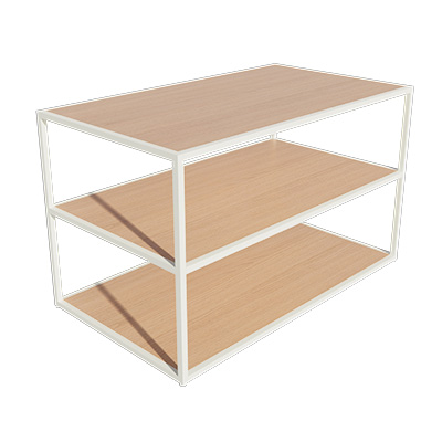 Table de présentation 3 niveaux Square blanc 140 × 80 × 85 cm - Présentoirs de magasin - Ligne Square 25 blanc-2