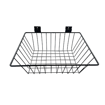 Corbeille fil métal époxy noir pour panneau rainuré L 35 x P 26,4 x H 13 cm - Bacs pour panneaux rainurés-1