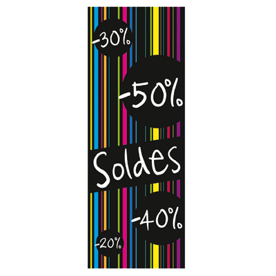 Affiche Soldes vintage flashi/noir 42 x 115 cm - Affiches Prix et Pourcentages