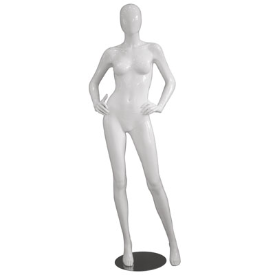 Mannequin femme, finition laquée, mains sur les hanches - Mannequins abstraits