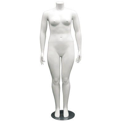 Mannequin femme grande taille sans tête, fibre de verre, blanc, H 170 cm - Mannequins grandes tailles