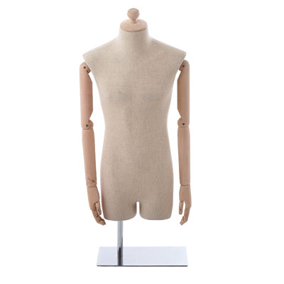 Buste couture homme bras articulés bois H 80 cm - Mannequin couture homme - Bustes couture, torses couture-1