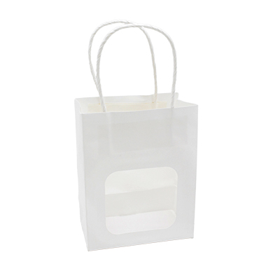 Sac kraft avec fenêtre et poignées torsadées, blanc, 11 + 6 x 14 cm, paquet de 20 - Sacs kraft unis à fenêtre