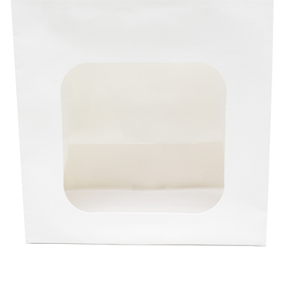 Sac kraft avec fenêtre et poignées torsadées, blanc, 17,5 + 7,5 x 18,5 cm, paquet de 20 - Sacs kraft unis à fenêtre-4