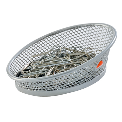 Pot à trombones métal mesh gris anthracite 10,5 x 6 x 4 cm - Pots à crayons-1