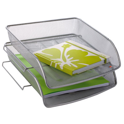 Corbeille à courrier métalmesh gris 35 x 34 x 6,5 cm  - Corbeilles à courrier et revues-2