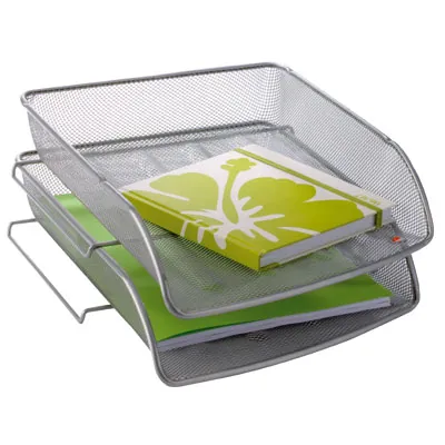 Corbeille à courrier métalmesh gris 35 x 34 x 6,5 cm  - Corbeilles à courrier et revues-2