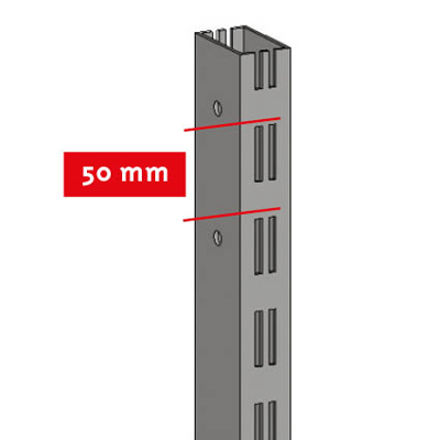 Montant 2 faces double perforation pas de 50 mm - Ligne Store gris métallisé pas de 50 mm-1