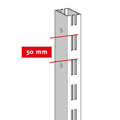 Montant 2 faces double perforation pas de 50 mm - Ligne Store blanc pas de 50 mm-2