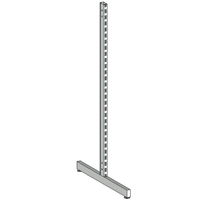 Piètement 2 faces double perforation gondole centrale L Ligne Store Blanc H.141cm – Section 30x60mm – Pas de 50mm - Ligne Store blanc pas de 50 mm