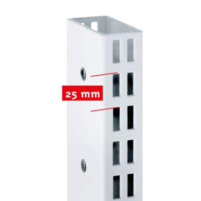 Montant 2 faces double perforation, pas de 25 mm - Ligne Store blanc pas de 25 mm-2