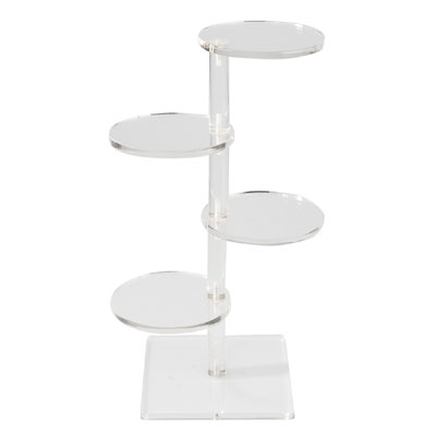 Présentoir 4 plateaux ronds  - Supports Plexi