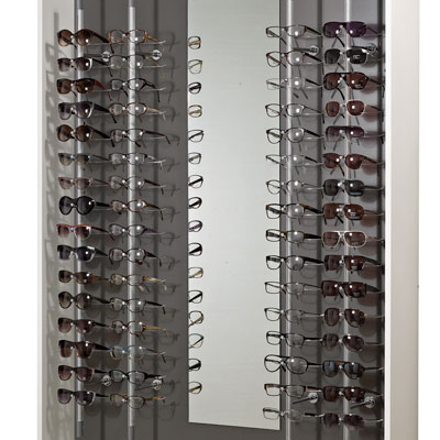 Présentoir à lunettes mural 1 face sans serrure - 16 emplacements 17,5 x 20 x H 140 cm - Présentoirs lunettes-1