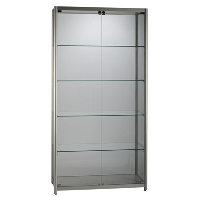 Vitrine verre trempé - L 100 x P 40 x H 198 cm - Vitrines alu tablettes réglables