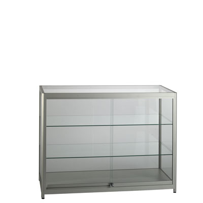 Vitrine verre trempé - L 120 x P 50 x H 94 cm - Vitrines alu tablettes réglables