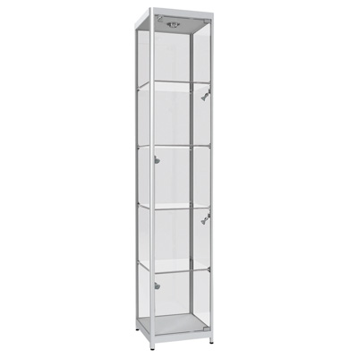 Vitrine verre trempé avec éclairage - Vitrines alu tablettes réglables