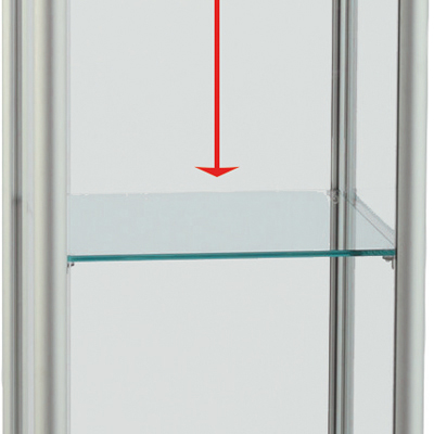 Étagère en verre pour vitrine 36,3 x 36,3 cm - Vitrines alu tablettes réglables