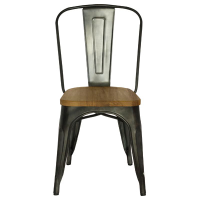 Chaise métal assise bois - Chaises d'intérieur-1