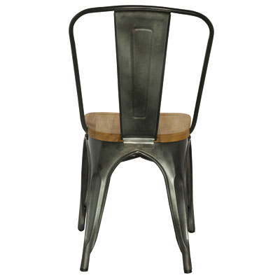 Chaise bistrot design industriel métal brut assise bois 43,5 x 52 x 84,5 cm - Chaises d'intérieur-3