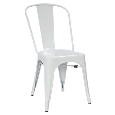 Chaise industrielle, chaise bistrot empilable en métal - Blanc laqué - Chaises d'intérieur