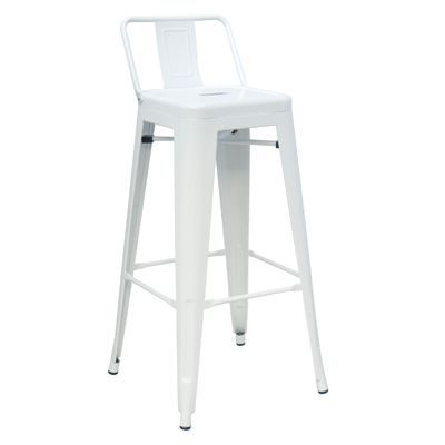 Tabouret haut en métal avec dossier blanc laqué 43,5 x 43,5 x 94 cm - Tabourets
