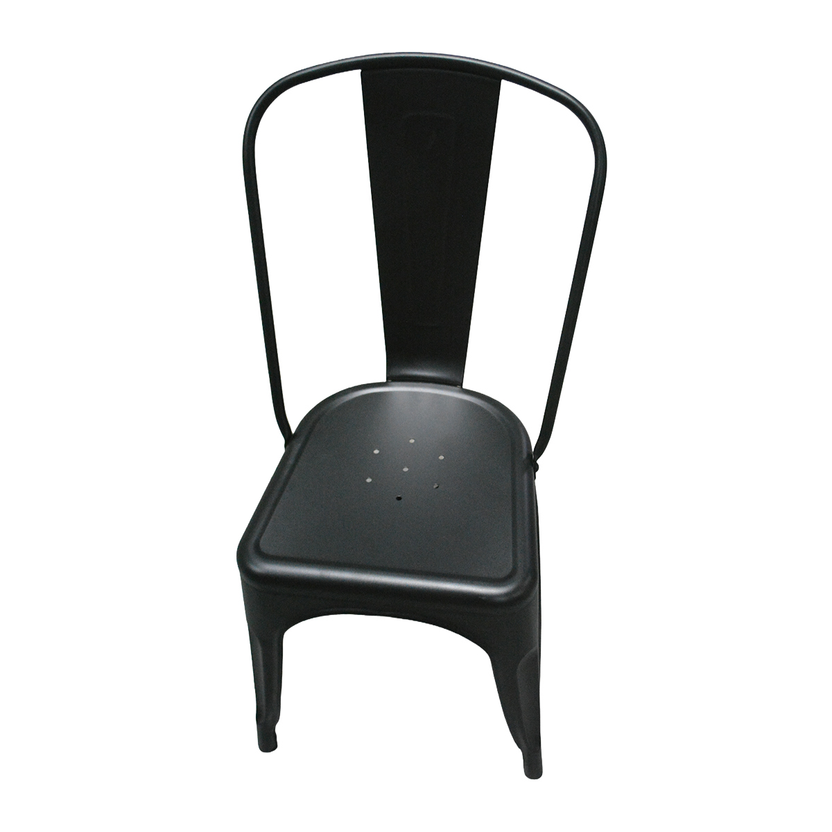 Chaise Bistrot Industrielle en Métal Noir Mat – Empilable et Robuste - Usage Pro CHR - Chaises d'intérieur-1