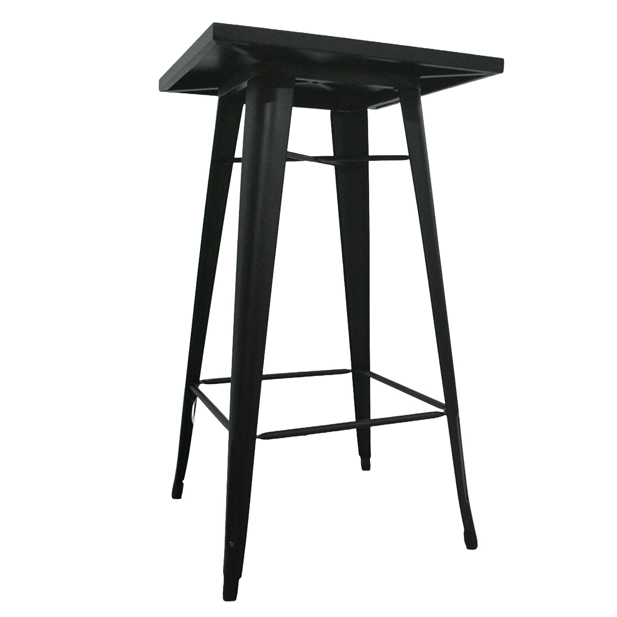 Mange-debout industriel carré métal noir 60x60cm – Table haute CHR H105cm avec repose-pieds - Tables-1