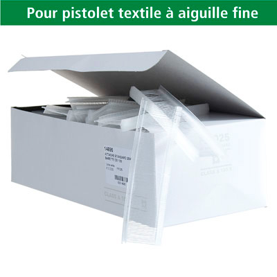 Attache étiquette pour pistolet textile aiguille fine 50mm, polypropylène - Boîte de 5000 - Attaches pour pistolet