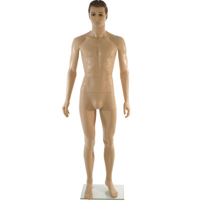 Mannequin homme avec visage réaliste H 184 cm couleur chair - Mannequins cheveux sculptés