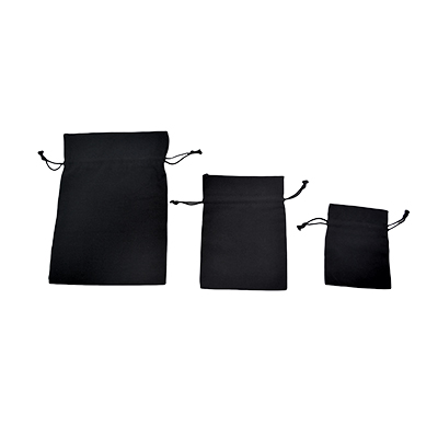 Sachet coton noir 17 x 24 cm avec cordon de serrage - Paquet de 10 - Sachets coton-1