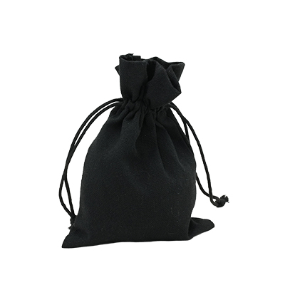 Sachet coton noir 12 x 17 cm avec cordon de serrage - Paquet de 10 - Sachets coton-1