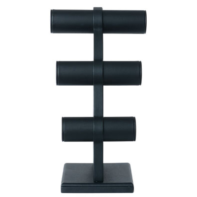 Présentoir bracelets 3 niveaux simili cuir noir 16 x 15 x 30 cm – Présentoir bijoux pro - Présentoirs bracelets et montres-2