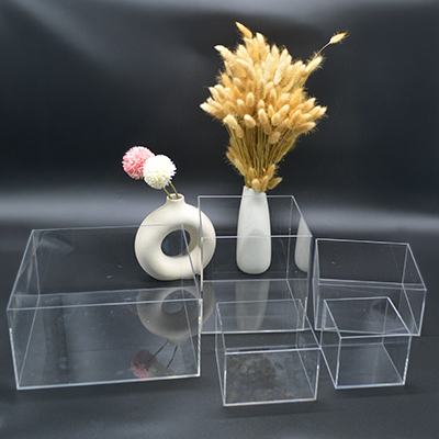 Cube plexi transparent PMMA ép. 4mm 200 x 200 x 200 mm - Cube acrylique - Supports Plexi-2