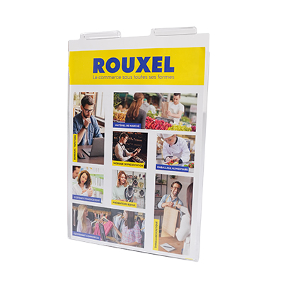 Porte-affiche A4 vertical plexi transparent 2mm – Support mural acrylique - Porte-visuels pour grilles