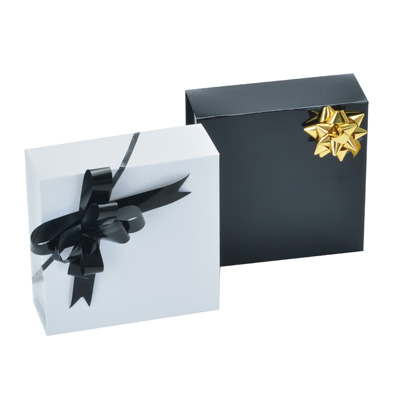 Boîtes aimantées - noir brillant - 16 x 16 x H 6 cm - par 5 - Boîtages cadeaux-3
