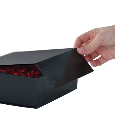 Boîtes aimantées - noir brillant - 16 x 16 x H 6 cm - par 5 - Boîtages cadeaux-1