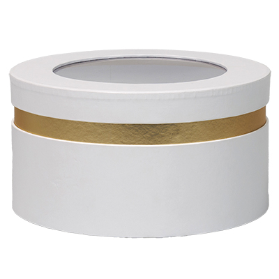 Boîtes rondes à fenêtre blanc et cuivre 19,5x10,2cm – Paquet de 4 - Boites cloches