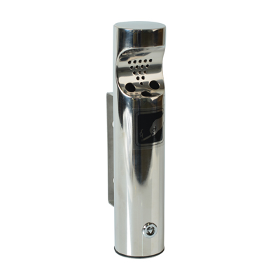 Cendrier mural - Chromé - L 6,2 x P 6,2 x H 28,5 cm - Cendriers professionnels