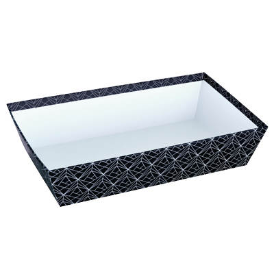 Corbeille carton rectangulaire Graphique 33 x 20 x 7,5 cm noir / blanc, paquet de 10 - Corbeilles carton