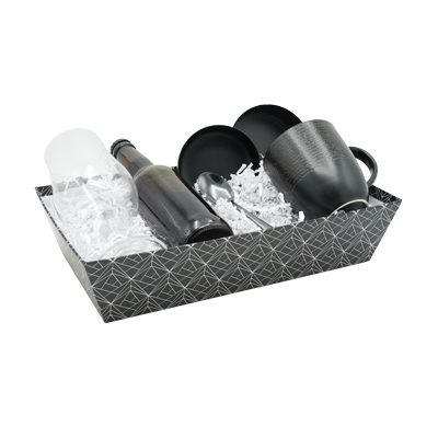 Corbeille carton rectangulaire Graphique 33 x 20 x 7,5 cm noir / blanc, paquet de 10 - Corbeilles carton-4