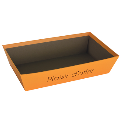 Corbeille carton rectangulaire Plaisir d'offrir 33 x 20 x 7,5 cm orange / marron, paquet de 10 - Corbeilles carton