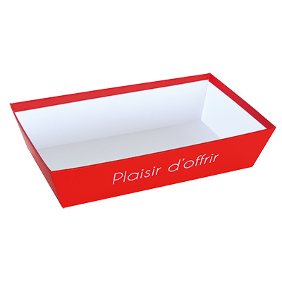 Corbeille carton rectangulaire Plaisir d'offrir 33 x 20 x 7,5 cm rouge / blanc, paquet de 10 - Corbeilles carton