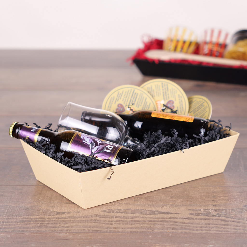 Carton rectangulaire naturel 33 x 20 x 7,4 cm, paquet de 10 - Corbeilles carton-3